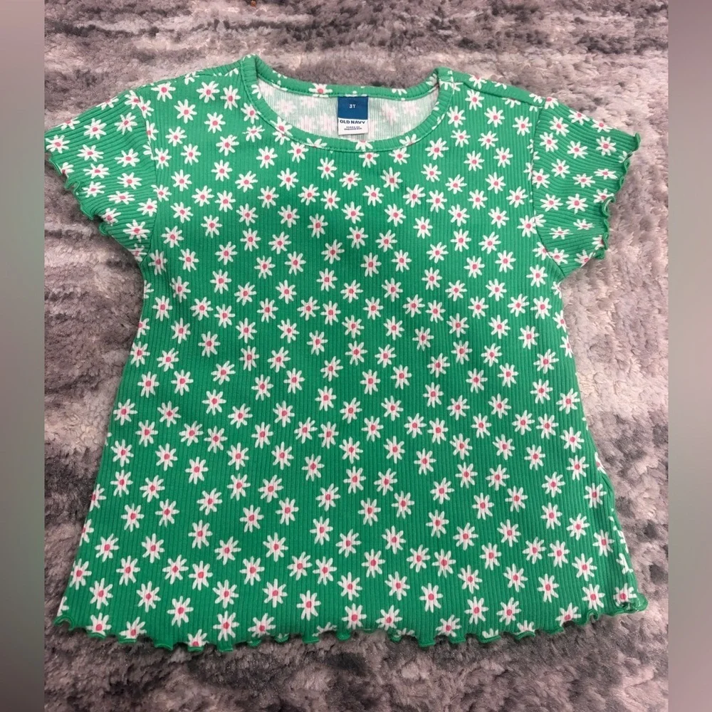 Old Navy Green Daisy Kids Tee